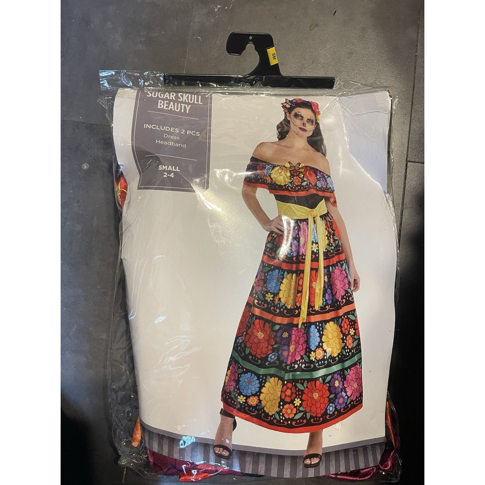 Sugar Skull Beauty Day Dead Dia Muertos Adult Dress Up Halloween Costume S 2 4